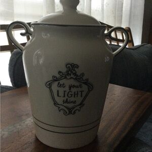 Elegant White Ceramic Jar with Inspirational Quote